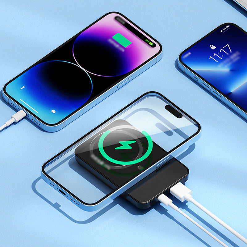 20000mAh kabellose Powerbank mit Schnellladefunktion — Qi, Digitalanzeige