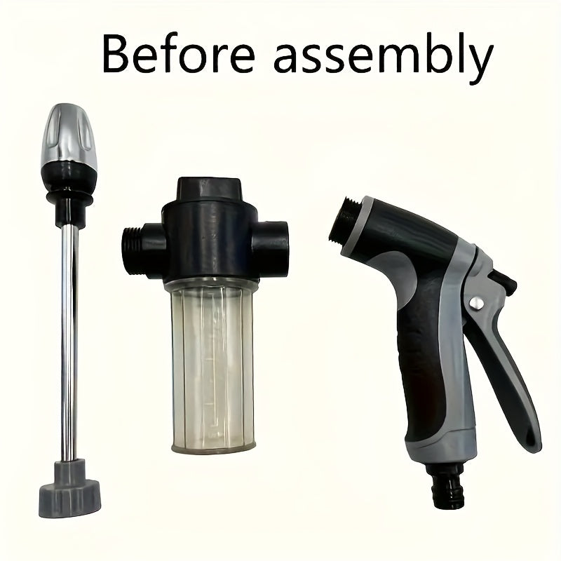 High-Pressure Garden Water Gun with Foam Cannon and Long Handle Sprayer - Euroselle