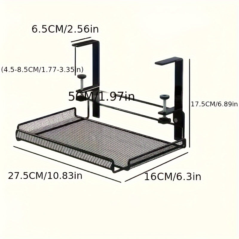 Adjustable Metal Desk Rack with No-Drill Hanging Organizer - Euroselle