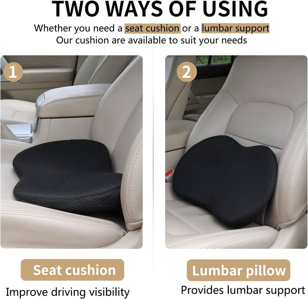 Memory Foam Driver Booster Seat Pad — 3.5-Inch Lift, Lumbar Support