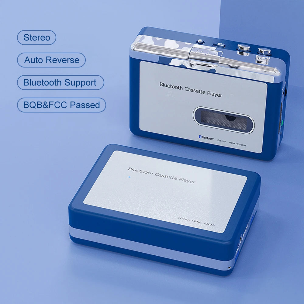 Portable Bluetooth Cassette Player — Auto-Reverse Tape Deck