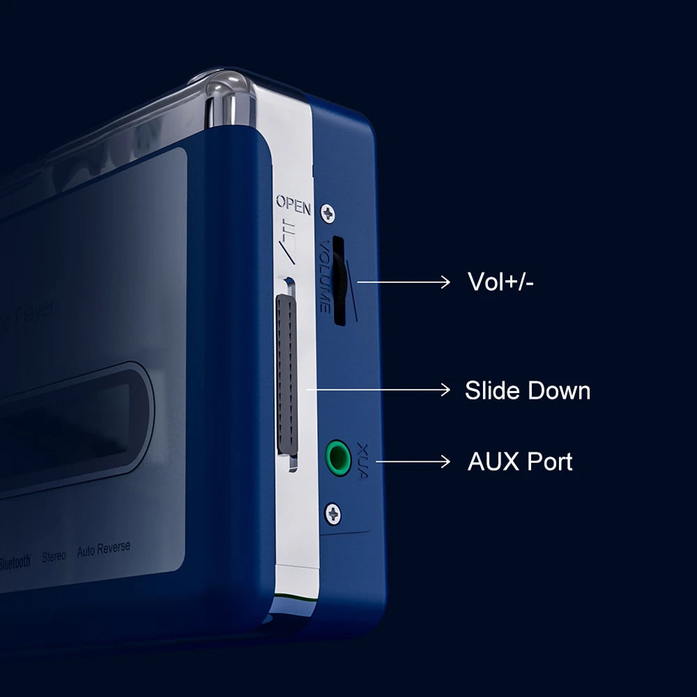 Portable Bluetooth Cassette Player — Auto-Reverse Tape Deck