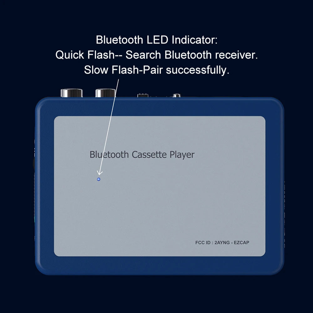 Portable Bluetooth Cassette Player — Auto-Reverse Tape Deck