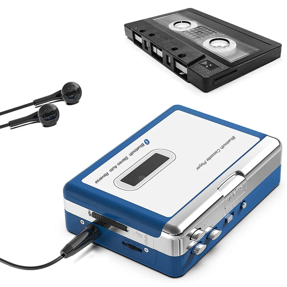 Portable Bluetooth Cassette Player — Auto-Reverse Tape Deck