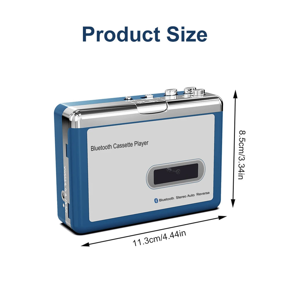 Portable Bluetooth Cassette Player — Auto-Reverse Tape Deck