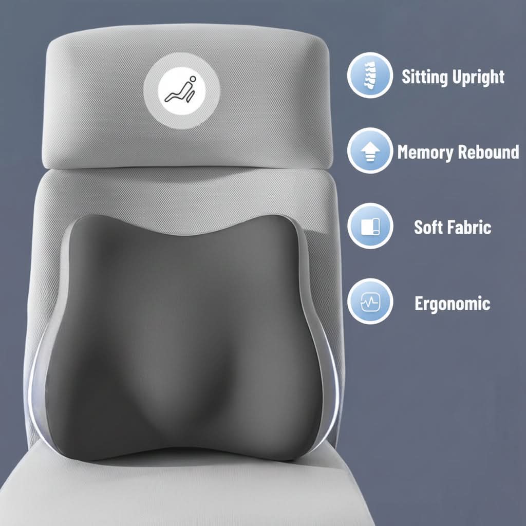 Memory Foam Lower Back Cushion — Ergonomic Posture Support Pad