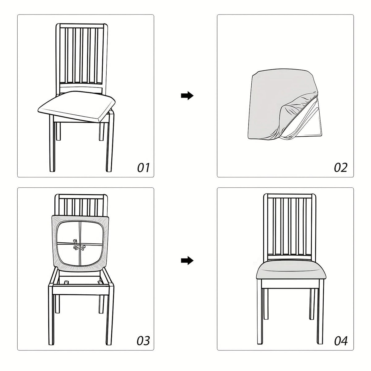 Conjunto de capas elásticas em spandex para cadeiras de sala de jantar - removíveis e laváveis
