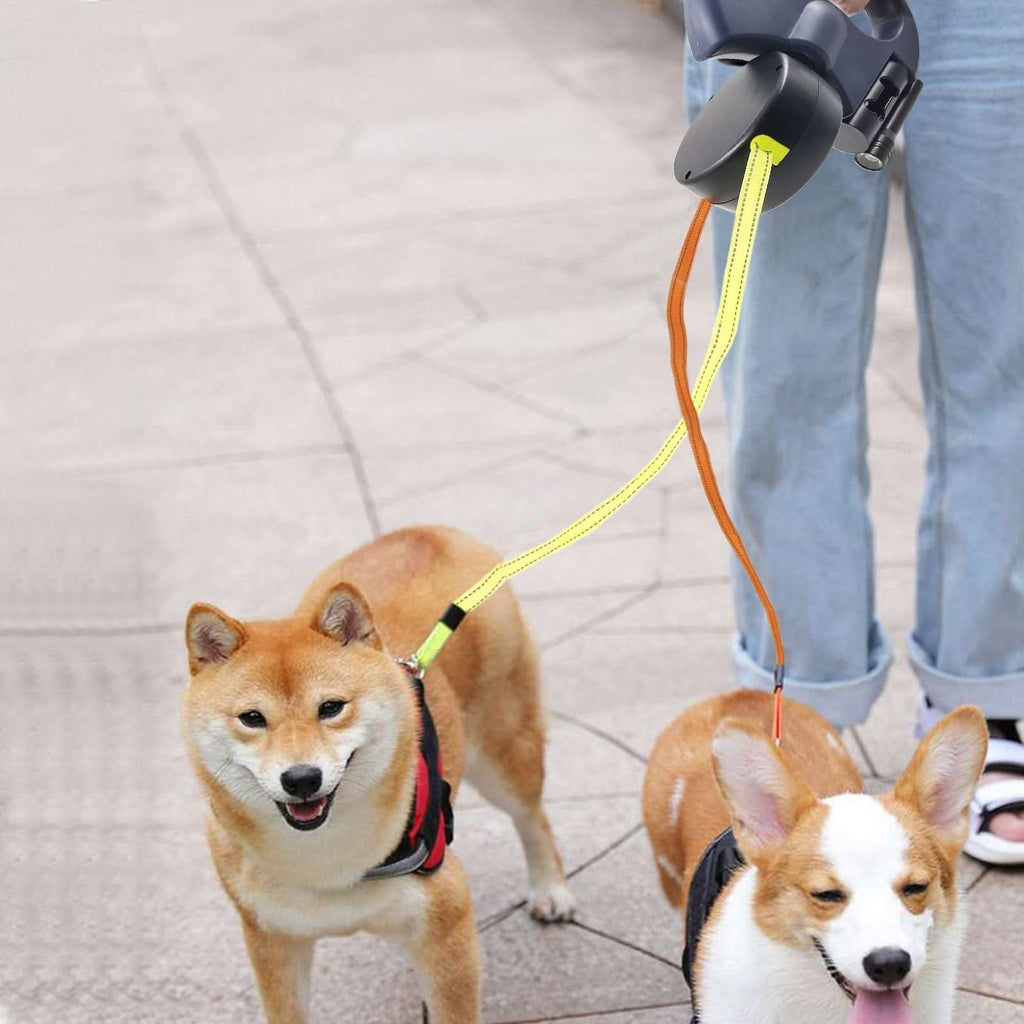 TrailMate Duo intrekbare lijn voor twee honden — lijnen van 3 meter, onafhankelijke remmen, ingebouwde zaklamp