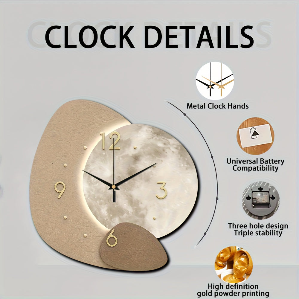 Designer Wooden Wall Clock with Golden Highlights - Euroselle