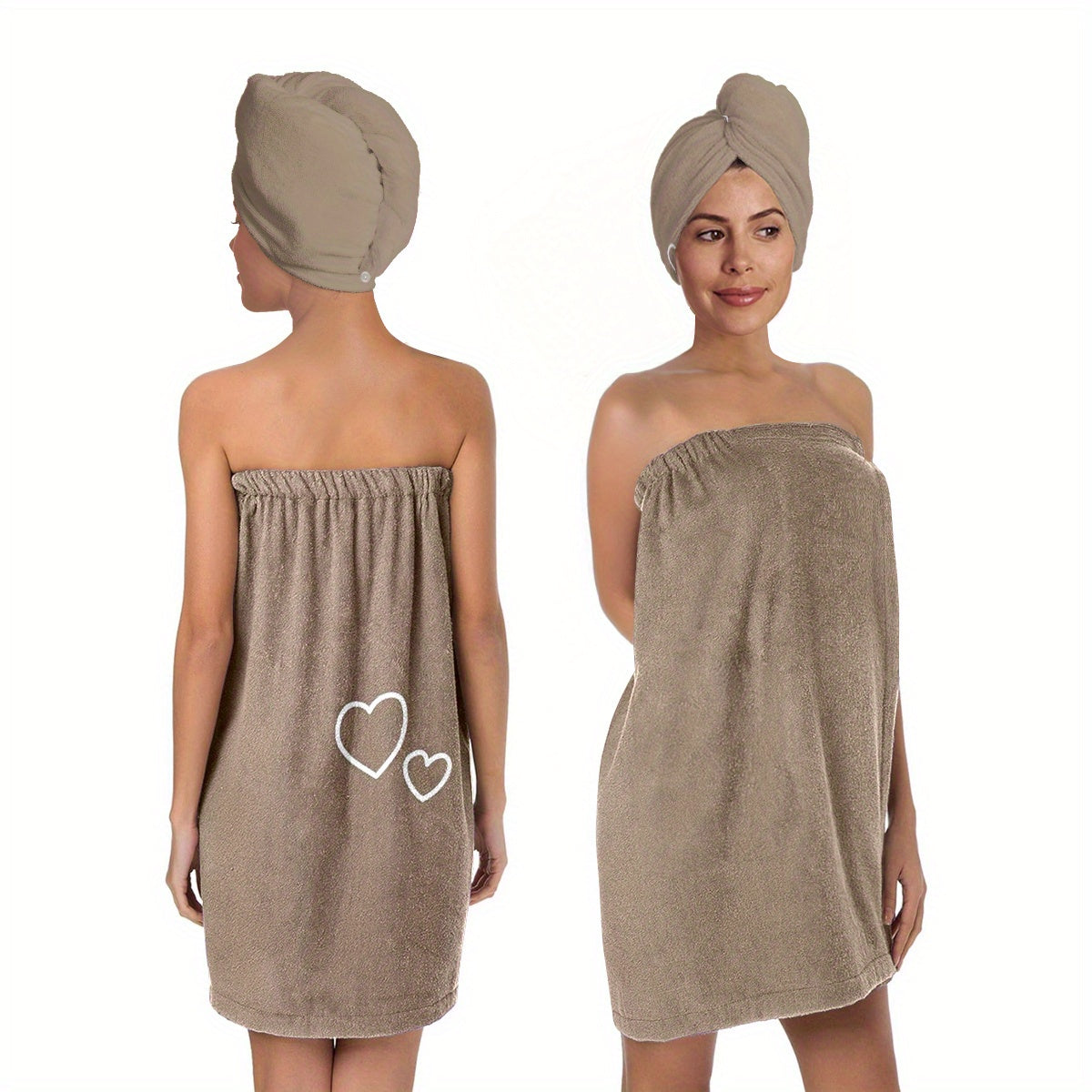 Minimalist Solid Bathrobe and Towel Set Lightweight Quick-Dry Easy Bath Wrap Essentials - Euroselle