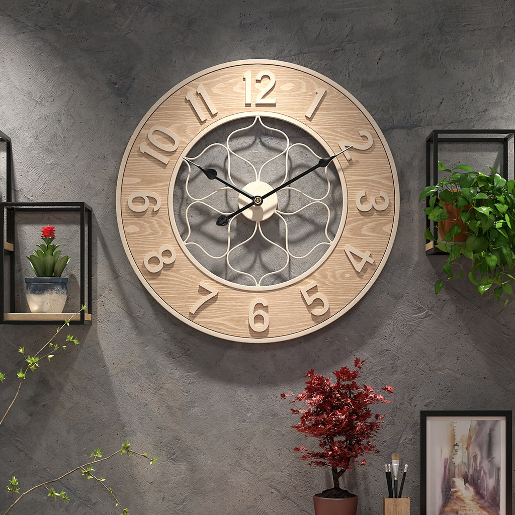 Vintage Iron & Wood Wall Statement Clock - Euroselle