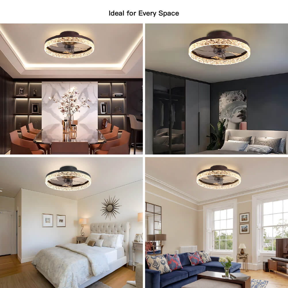 20-Inch Flush Mount Fan — Dimmable LED, Remote, 6-Speed Reversible