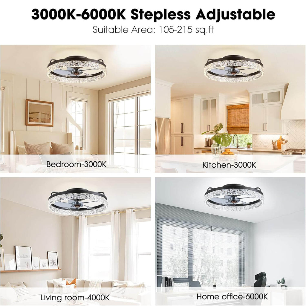 20-Inch Flush Mount Fan — Dimmable LED, Remote, 6-Speed Reversible