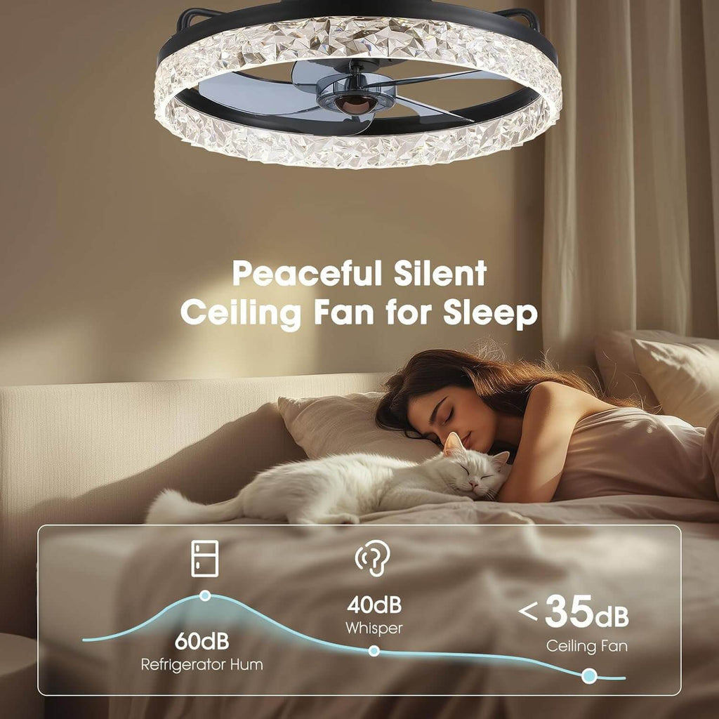 Szabályozható LED-es mennyezeti ventilátor lámpával, 20 hüvelykes, fekete vas, 6 sebességfokozat, megfordítható lapátok, 3 színhőmérséklet, hálószobába, nappaliba, étkezőbe, konyhába