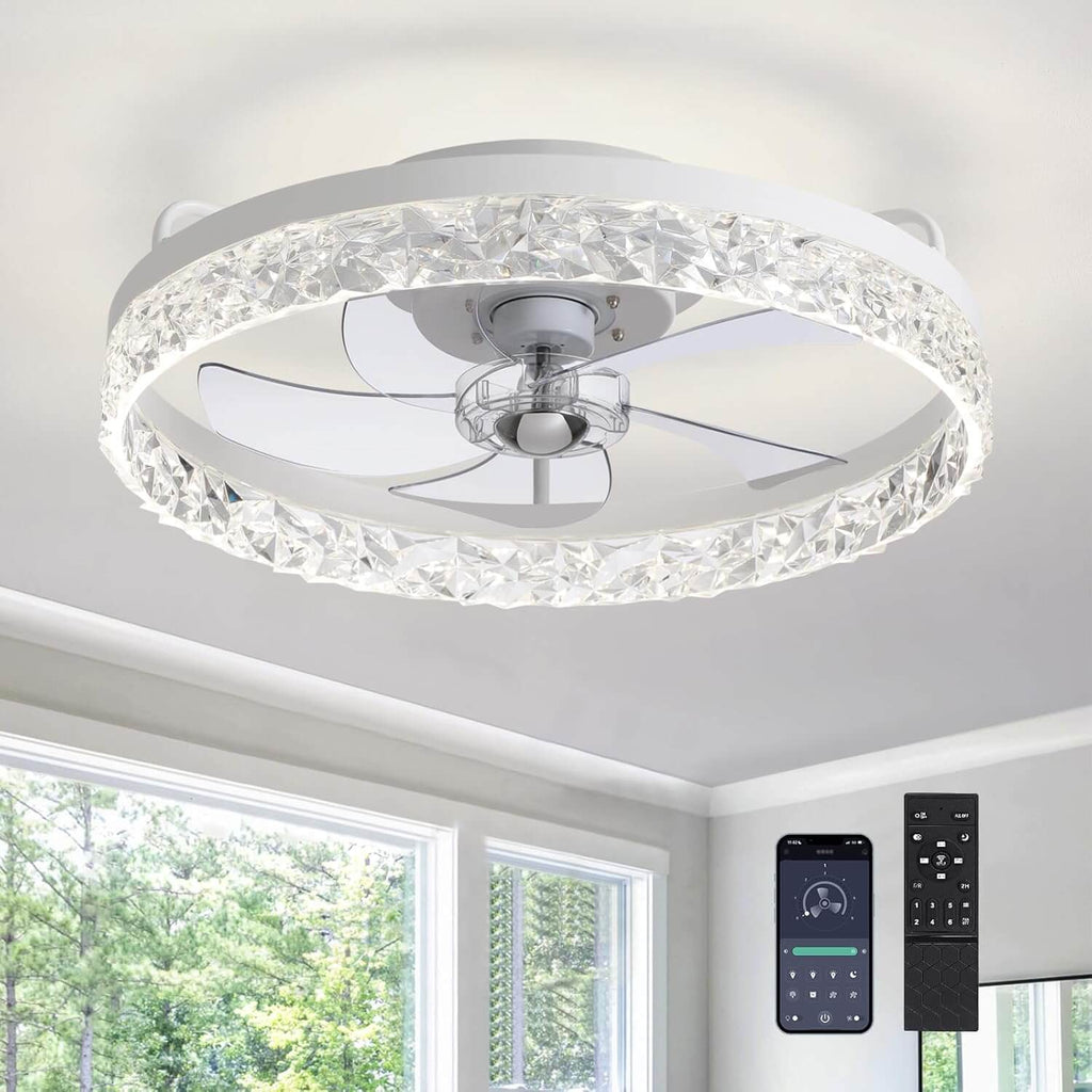 Szabályozható LED-es mennyezeti ventilátor lámpával, 20 hüvelykes, fekete vas, 6 sebességfokozat, megfordítható lapátok, 3 színhőmérséklet, hálószobába, nappaliba, étkezőbe, konyhába