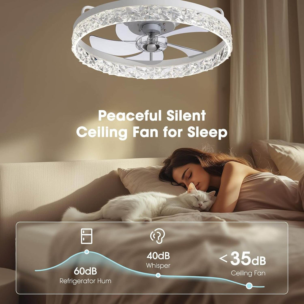 20-Inch Flush Mount Fan — Dimmable LED, Remote, 6-Speed Reversible