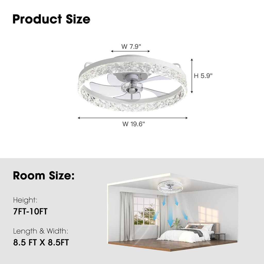 20-Inch Flush Mount Fan — Dimmable LED, Remote, 6-Speed Reversible
