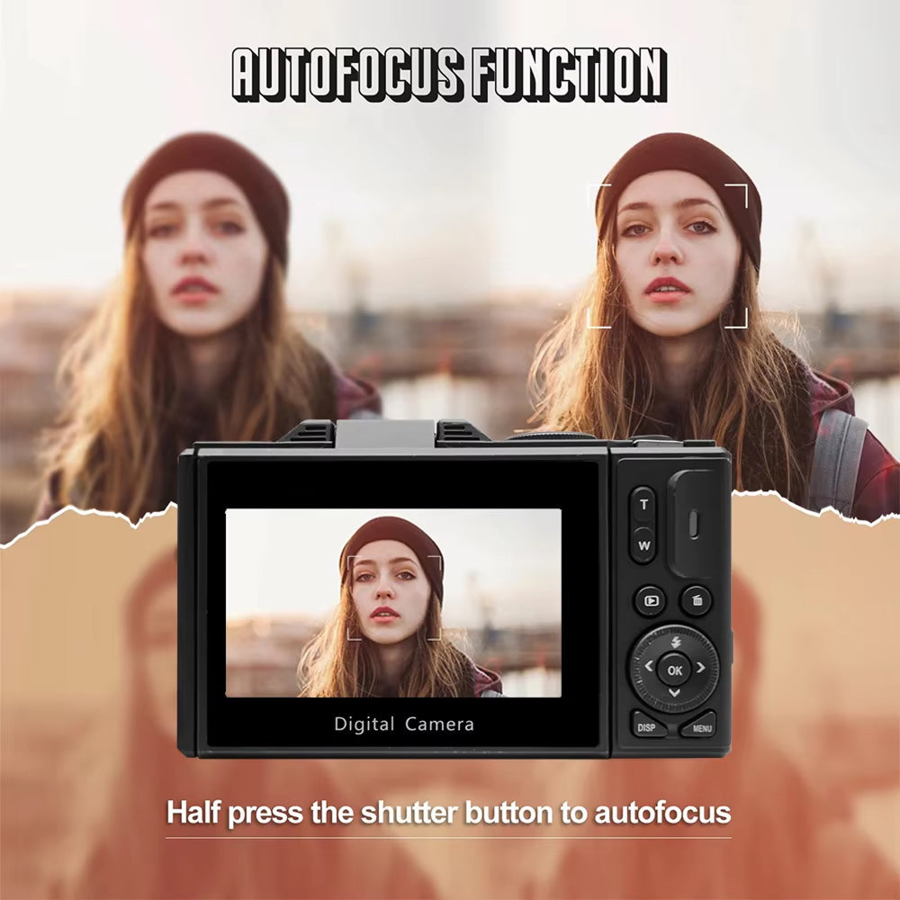 Videocamera digitale 4K compatta — schermo ribaltabile, zoom 18x