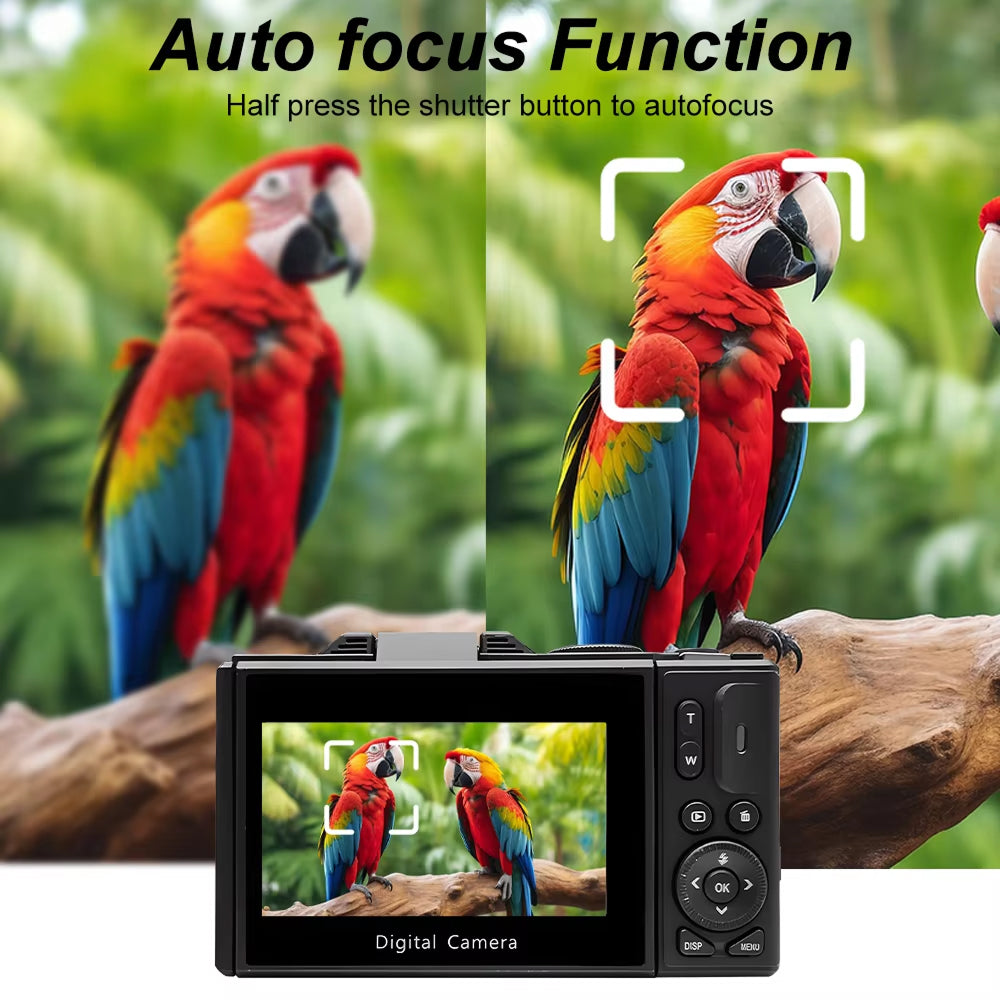 Videocamera digitale 4K compatta — schermo ribaltabile, zoom 18x
