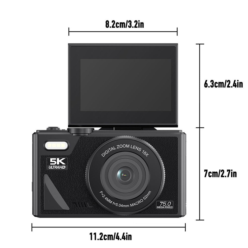 Videocamera digitale 4K compatta — schermo ribaltabile, zoom 18x