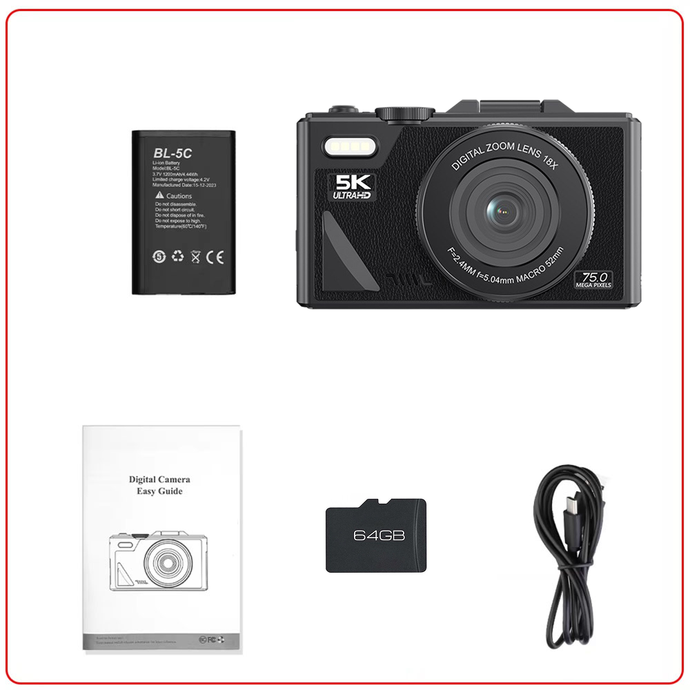 Videocamera digitale 4K compatta — schermo ribaltabile, zoom 18x
