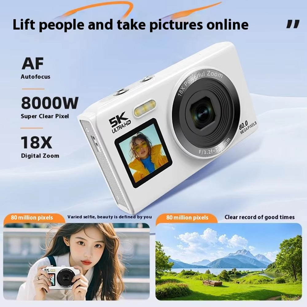 Videocamera UHD per vlog con doppio schermo — 13 MP, zoom 18x, messa a fuoco automatica