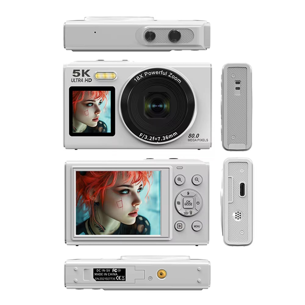 Videocamera UHD per vlog con doppio schermo — 13 MP, zoom 18x, messa a fuoco automatica