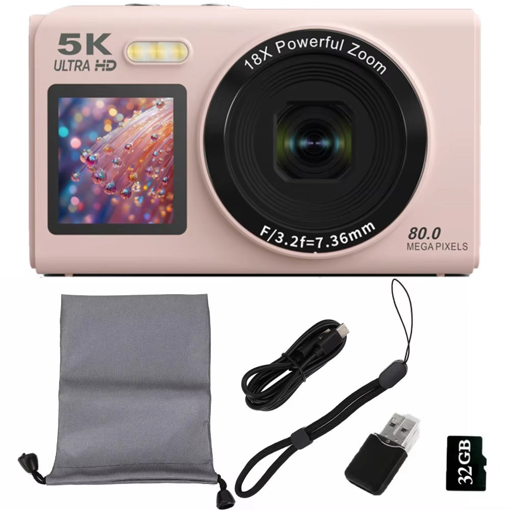 Videocamera UHD per vlog con doppio schermo — 13 MP, zoom 18x, messa a fuoco automatica