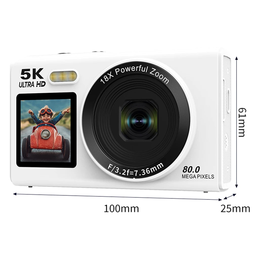 Videocamera UHD per vlog con doppio schermo — 13 MP, zoom 18x, messa a fuoco automatica