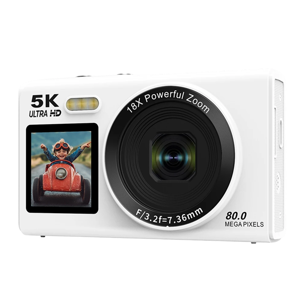 Videocamera UHD per vlog con doppio schermo — 13 MP, zoom 18x, messa a fuoco automatica