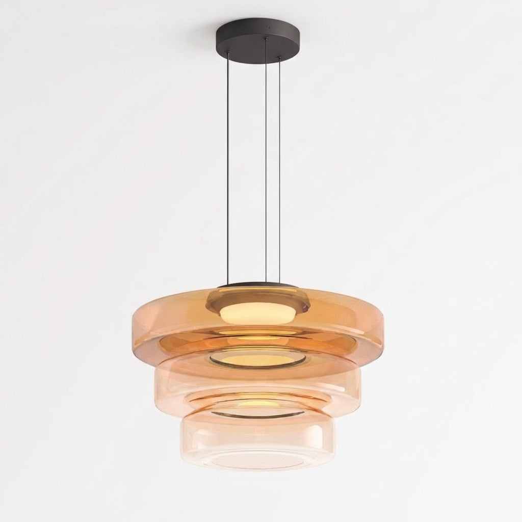 LumenNova Dynamic Pendant Light In Amber Glass For Kitchen