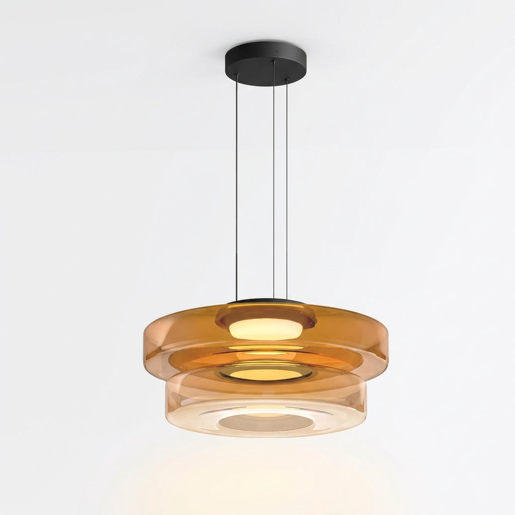 LumenNova Dynamic Pendant Light In Amber Glass For Kitchen