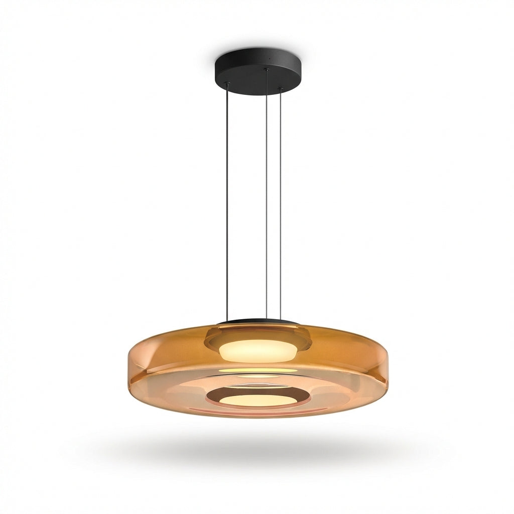 LumenNova Dynamic Pendant Light In Amber Glass For Kitchen
