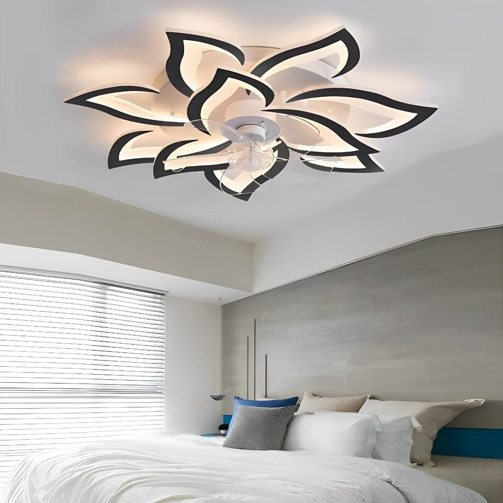 Deckenventilator mit Fernbedienung und LED-Leuchte, 35 in, flache Aufbauleuchte, für Luftstrom und einstellbare Farbtemperatur, für Schlafzimmer, Wohnzimmer und Esszimmer