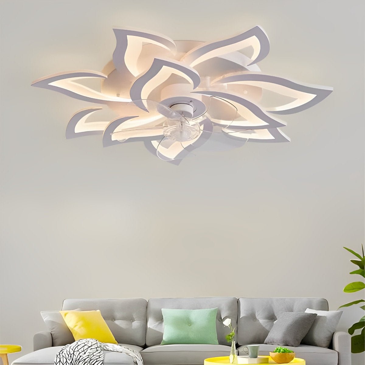 Deckenventilator mit Fernbedienung und LED-Leuchte, 35 in, flache Aufbauleuchte, für Luftstrom und einstellbare Farbtemperatur, für Schlafzimmer, Wohnzimmer und Esszimmer