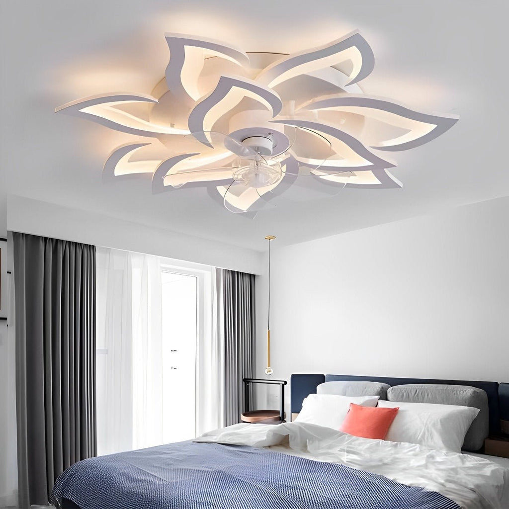 Deckenventilator mit Fernbedienung und LED-Leuchte, 35 in, flache Aufbauleuchte, für Luftstrom und einstellbare Farbtemperatur, für Schlafzimmer, Wohnzimmer und Esszimmer