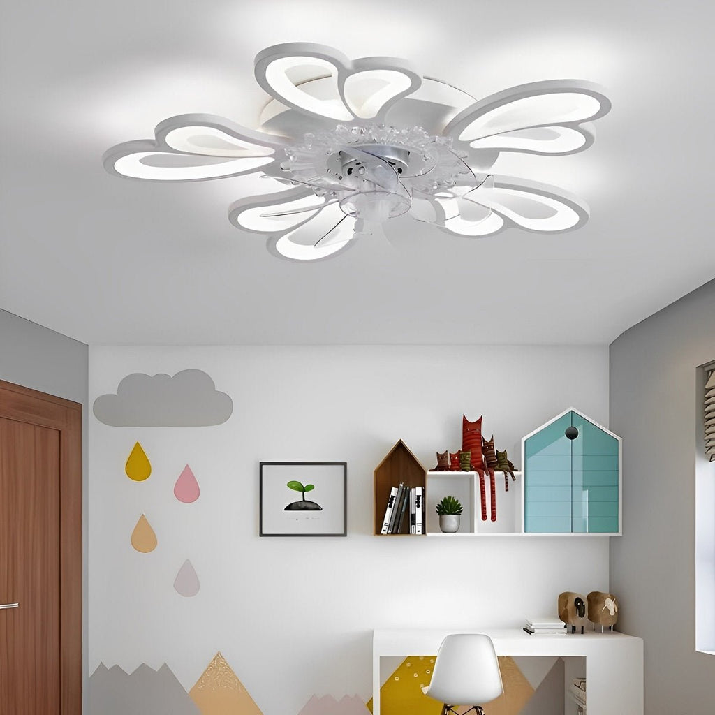 Deckenventilator mit Fernbedienung und LED-Leuchte, 35 in, flache Aufbauleuchte, für Luftstrom und einstellbare Farbtemperatur, für Schlafzimmer, Wohnzimmer und Esszimmer