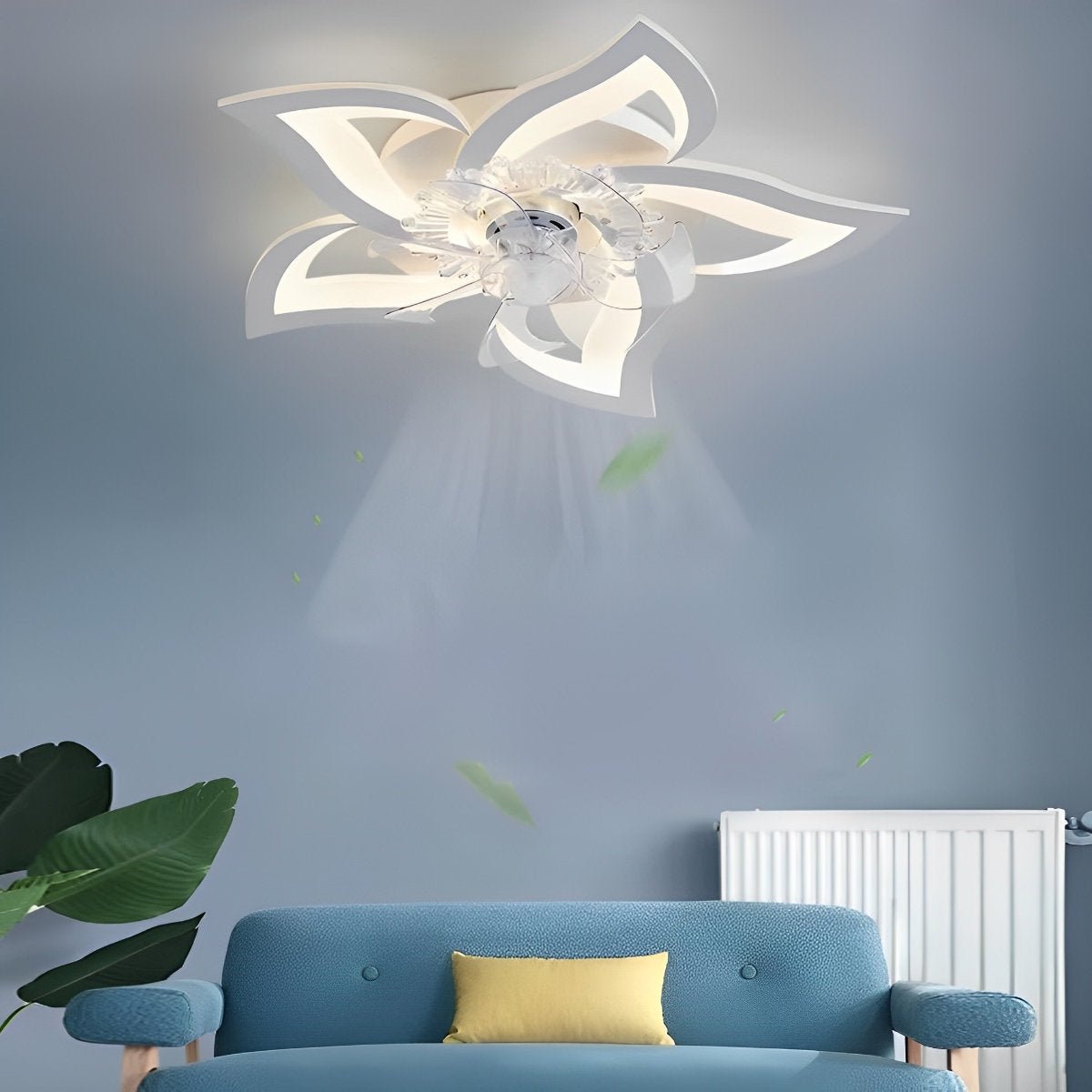 Deckenventilator mit Fernbedienung und LED-Leuchte, 35 in, flache Aufbauleuchte, für Luftstrom und einstellbare Farbtemperatur, für Schlafzimmer, Wohnzimmer und Esszimmer