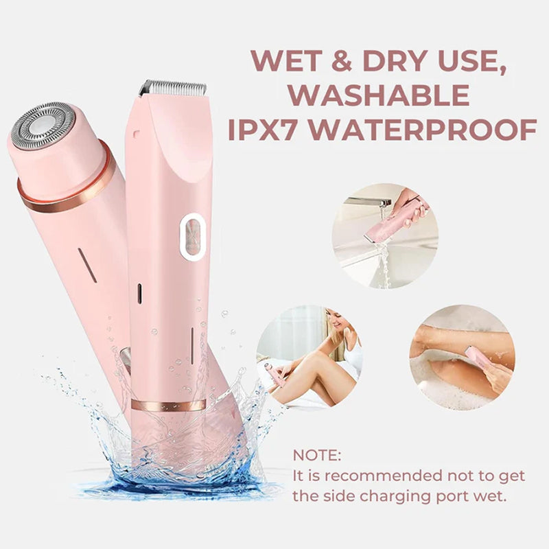 Women's Rechargeable Dual-Head Trimmer — Ceramic Blades, Waterproof