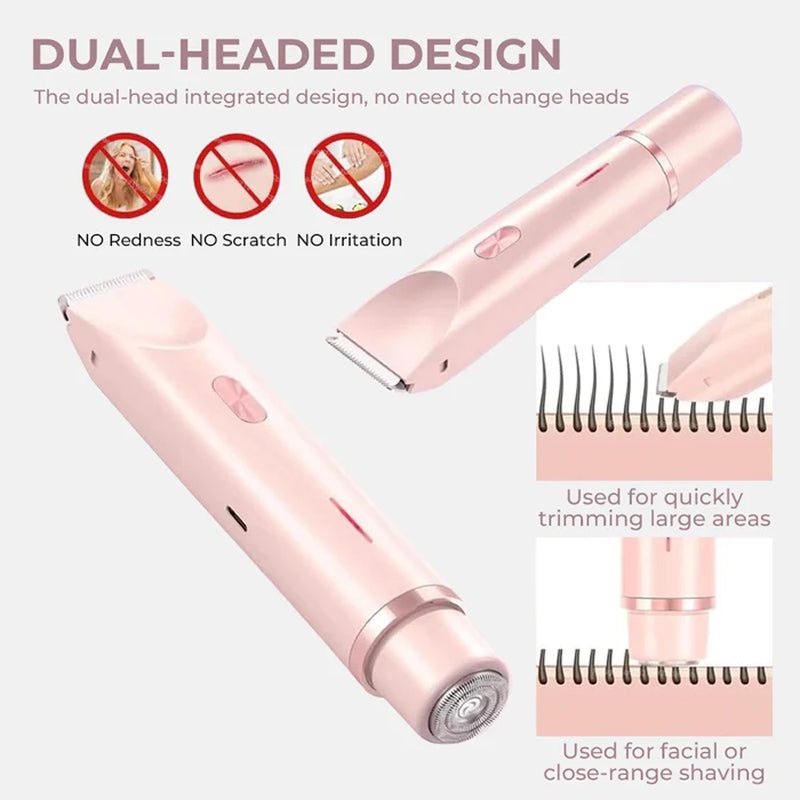 Women's Rechargeable Dual-Head Trimmer — Ceramic Blades, Waterproof