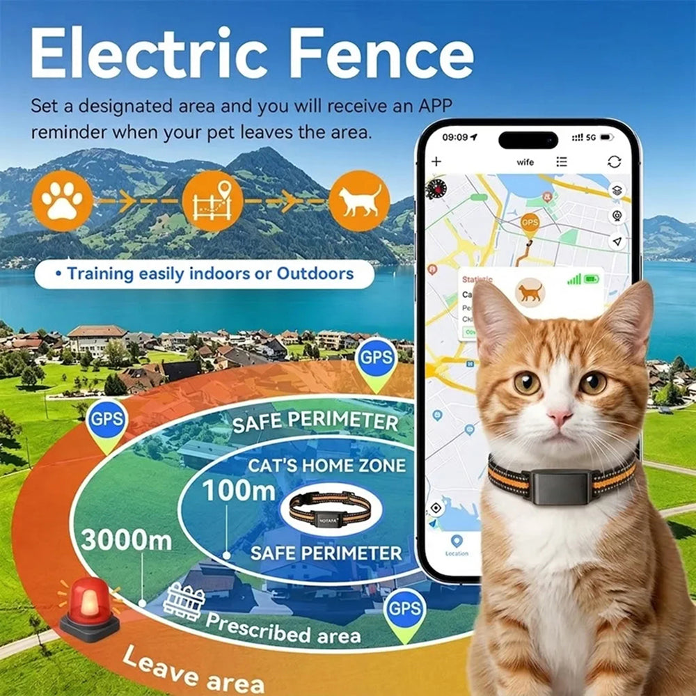 Cat Collar GPS Location Monitor — Geofence Alerts & Route History