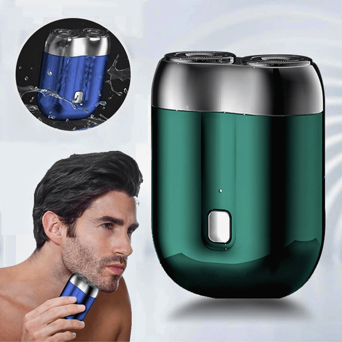 Máquina de barbear de viagem recarregável para homem — USB, à prova de água, para utilização a seco ou molhado, alumínio