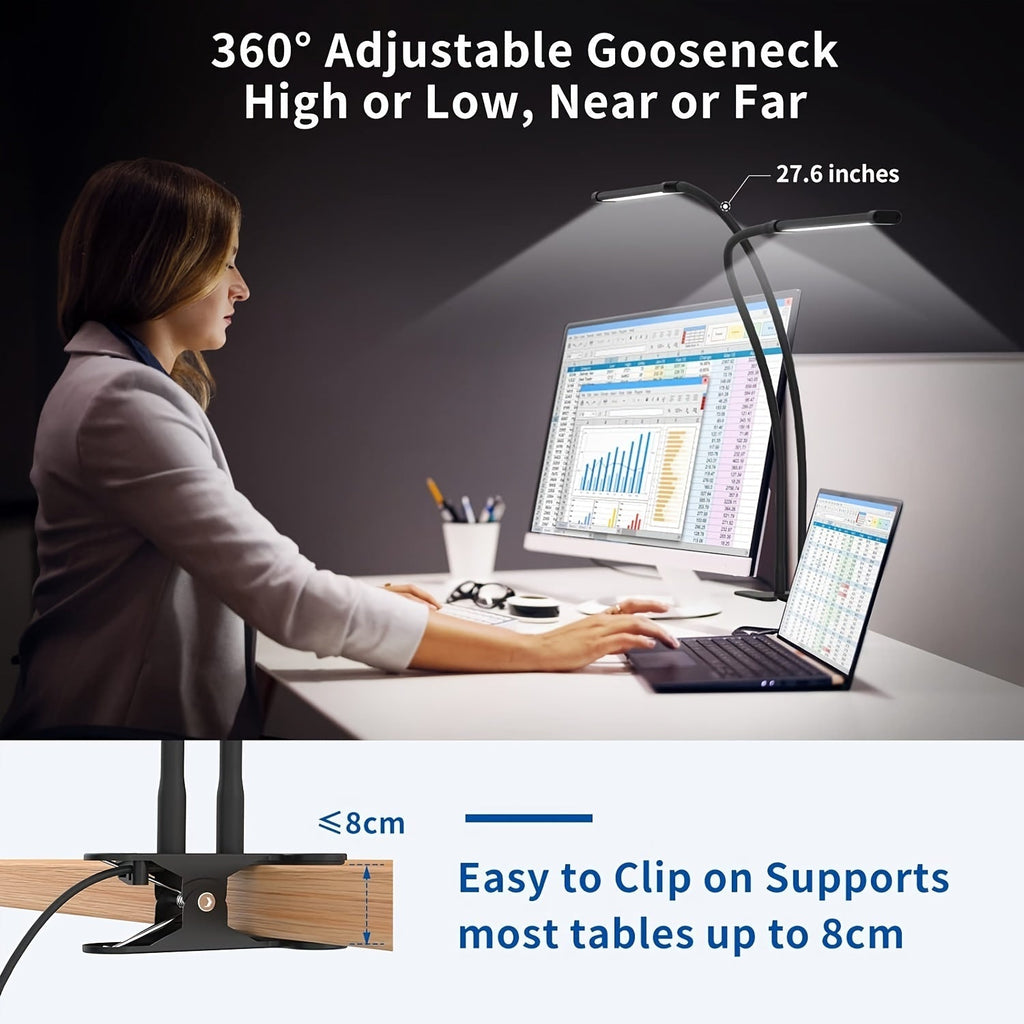 Dual-Tube Clip-On LED Reading Lamp - Euroselle