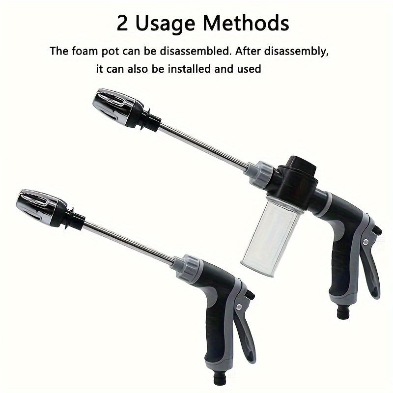 High-Pressure Garden Water Gun with Foam Cannon and Long Handle Sprayer - Euroselle