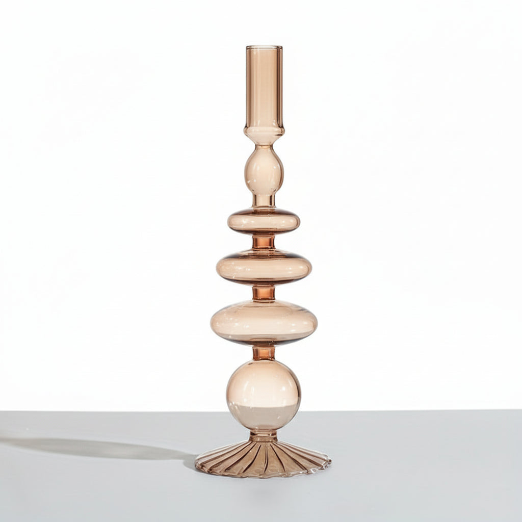 Minimalist Glass Candle Holder Vase Decorative Art Piece - Euroselle