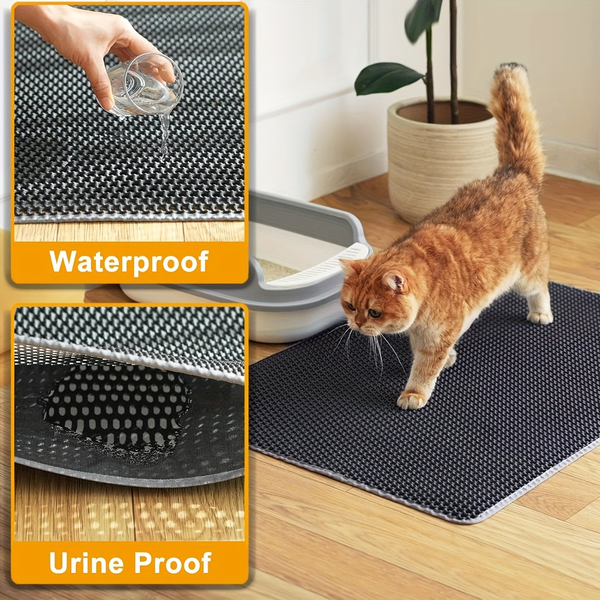 Honigwaben-Wasserdichte Katzenstreu-Matte mit Geruchskontrolle & waschbar - Euroselle