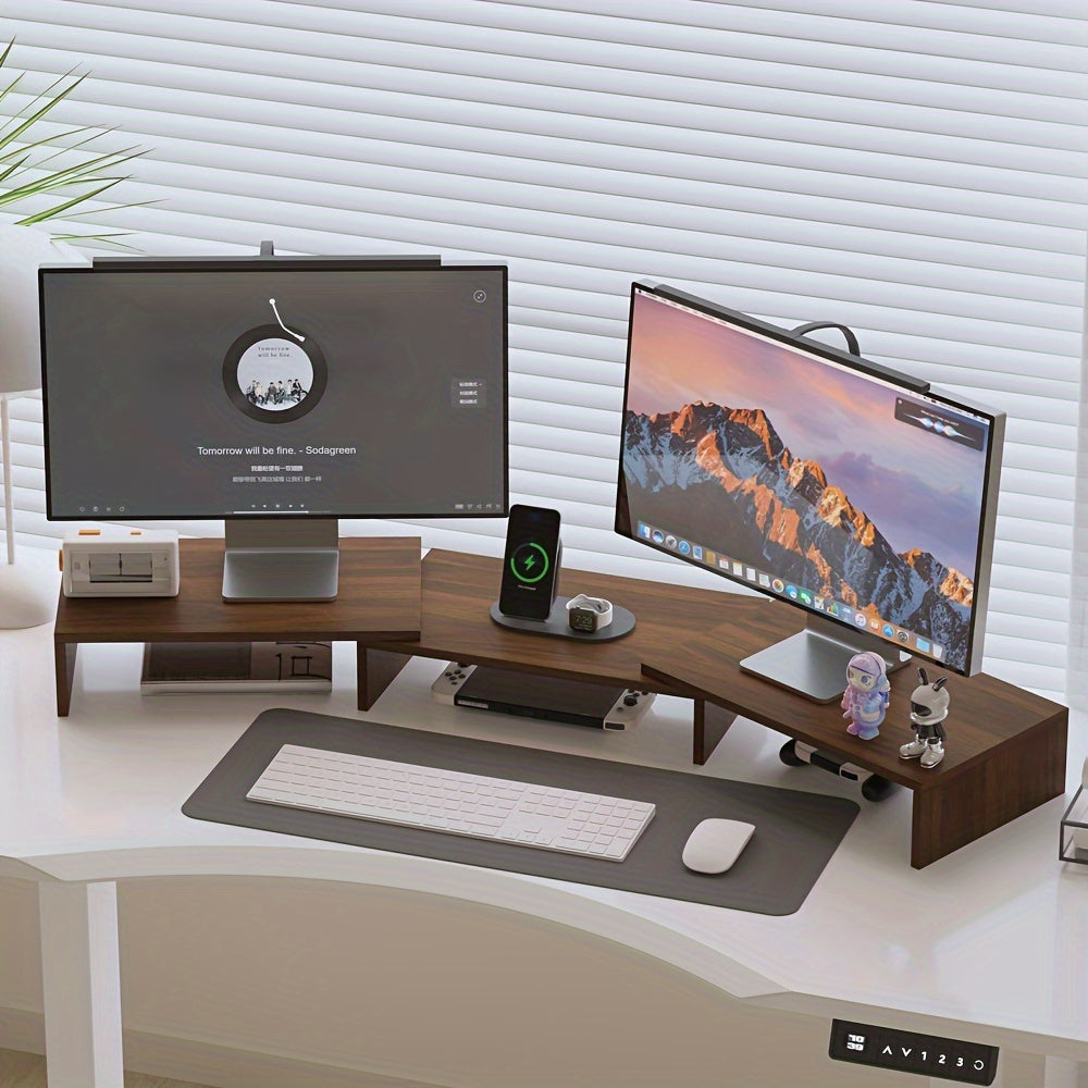 Adjustable Dual Monitor Mount with Laptop & Accessory Organizer - Euroselle