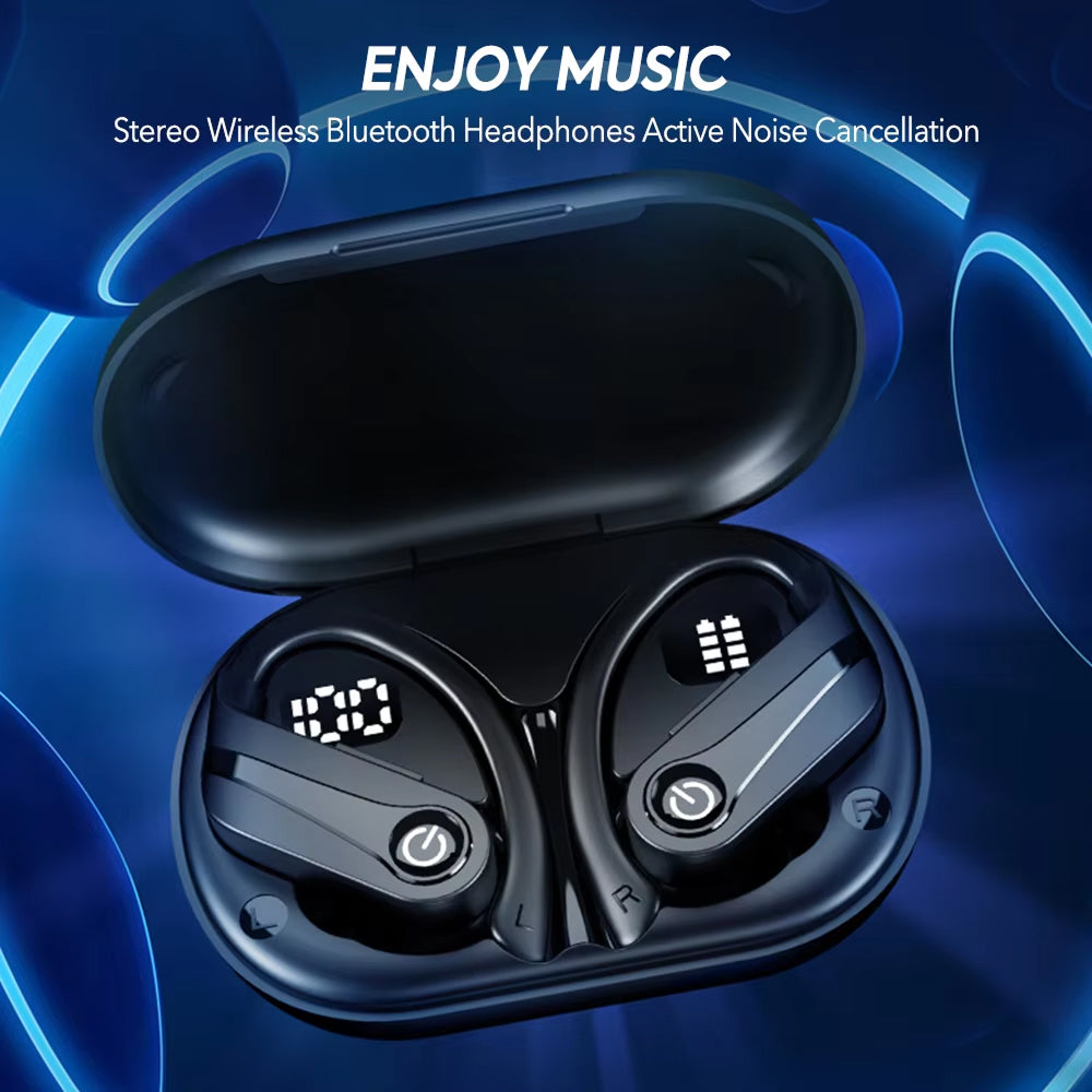 Wireless Ear Hook Earbuds — IPX7, Bluetooth 5.3, 200-Hour Battery