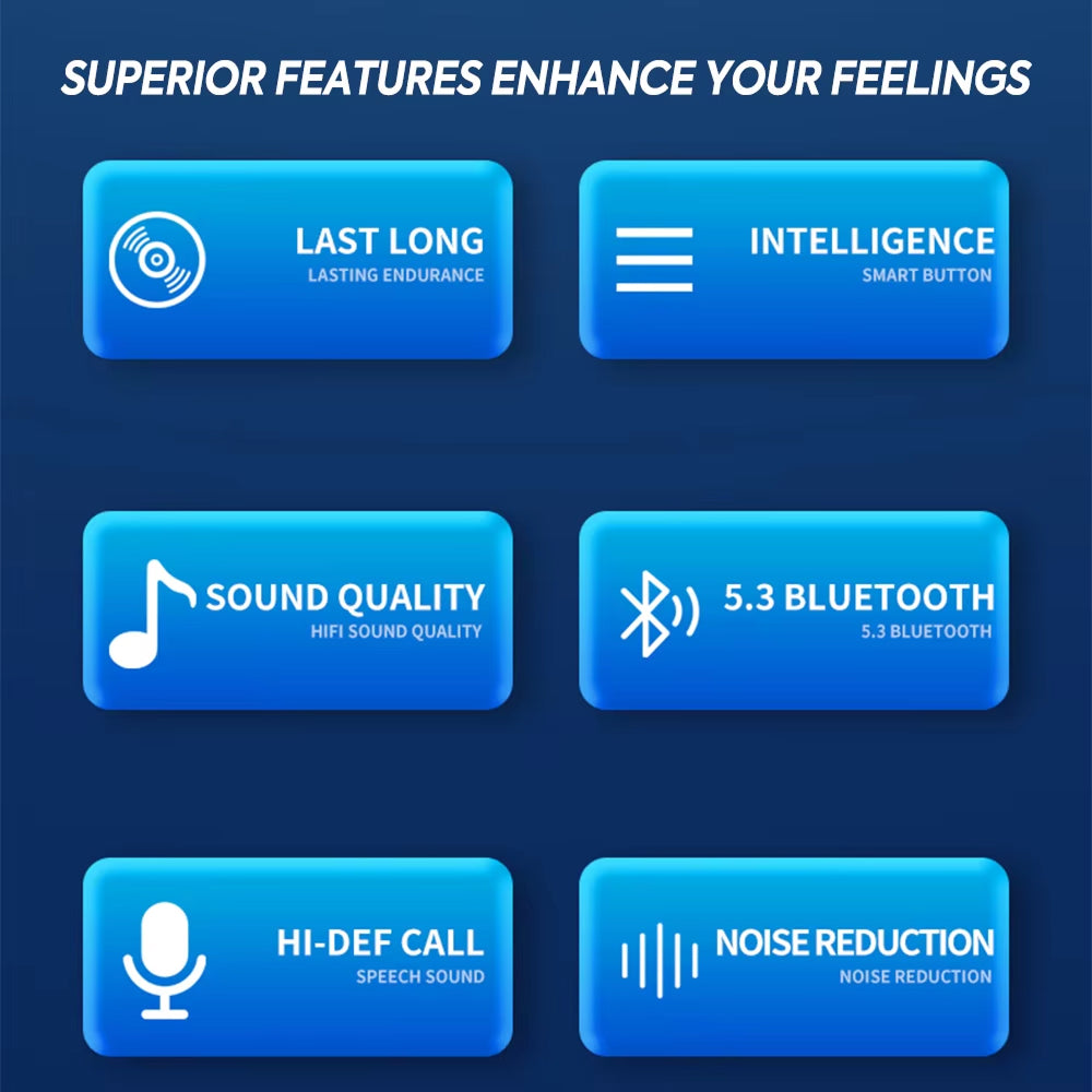 Wireless Ear Hook Earbuds — IPX7, Bluetooth 5.3, 200-Hour Battery