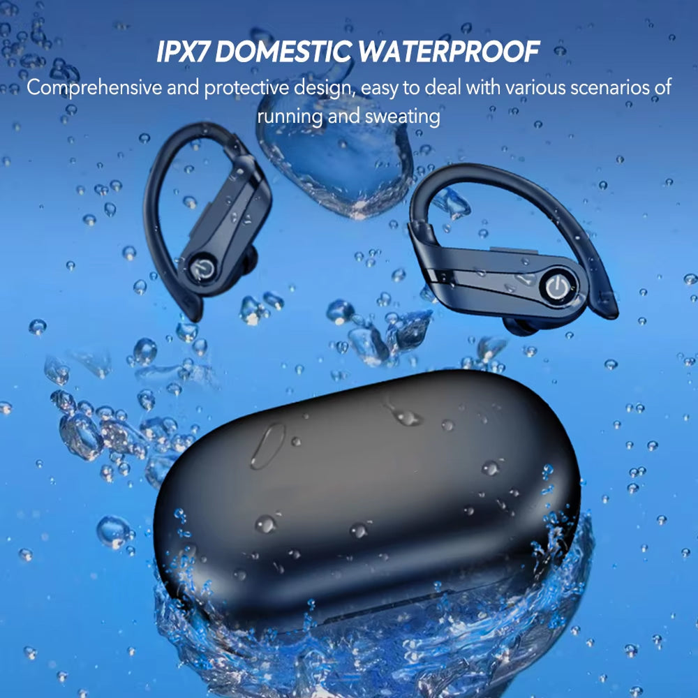 Wireless Ear Hook Earbuds — IPX7, Bluetooth 5.3, 200-Hour Battery